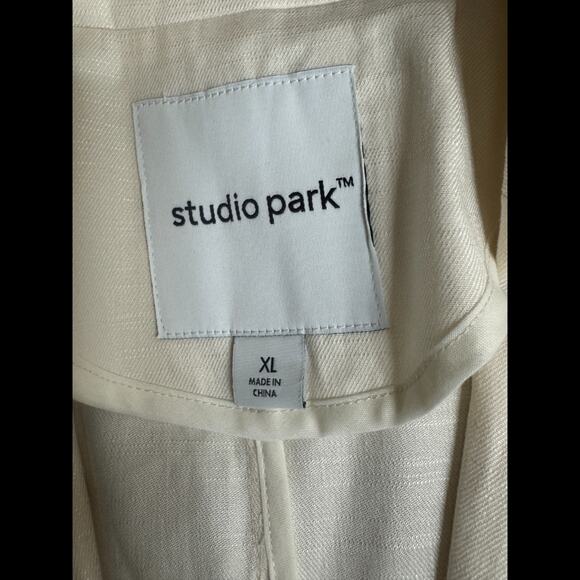 Studio Park x Leah Williams Elevated Linen Blazer Ivory XL Tuxedo Lapel NWOT - Picture 13 of 15